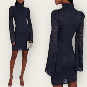 NWT | CAROLINE CONSTAS | Kennedy Corded Lace Mini Dress | Navy | XS